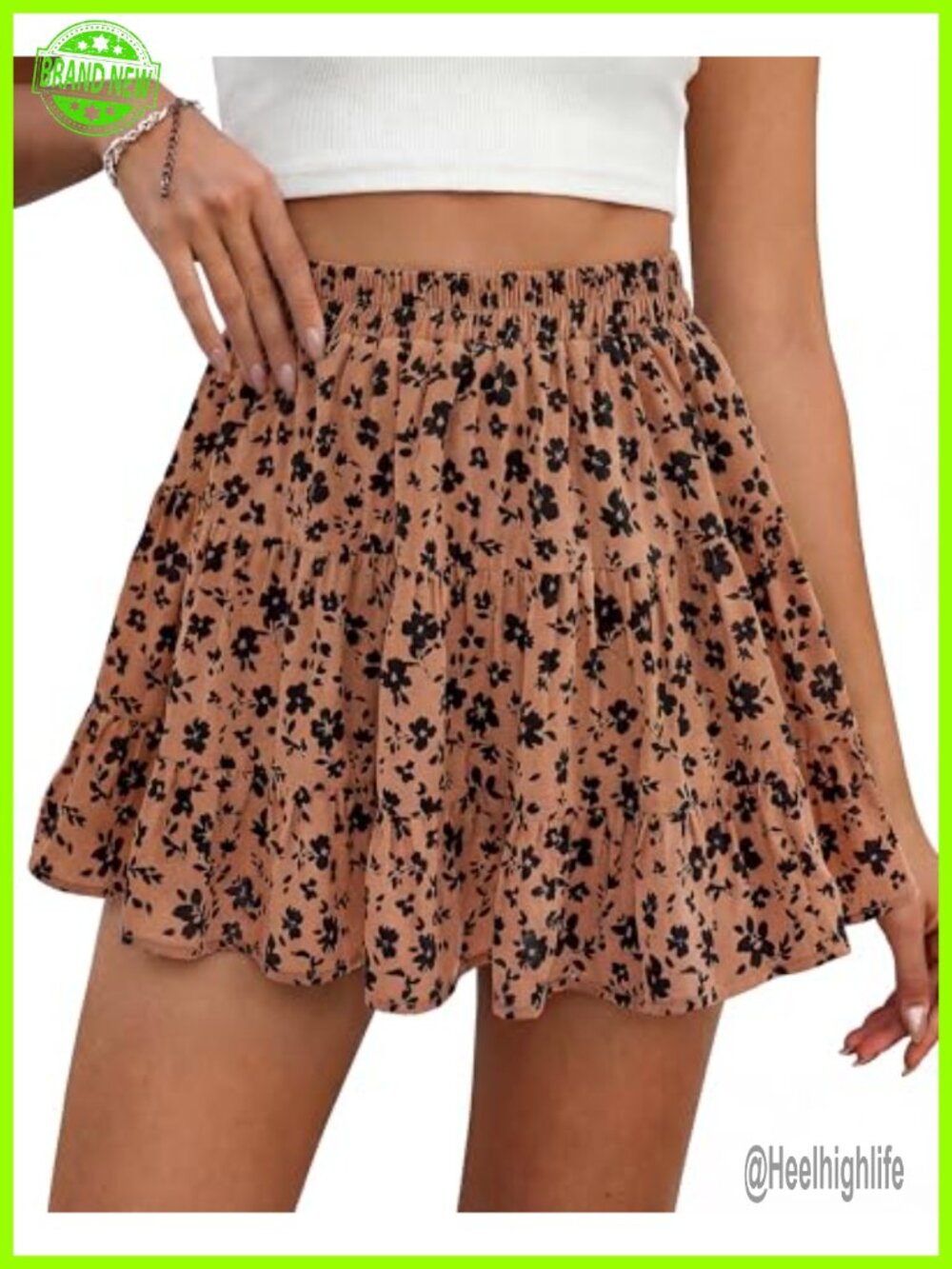 Women's Floral Mini Skort with Built-in Shorts High Waisted A-Line Tennis Golf